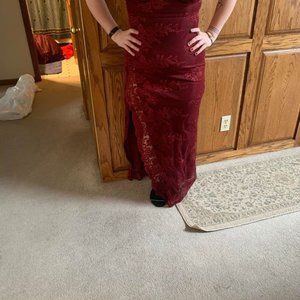 Maroon Lace Dress